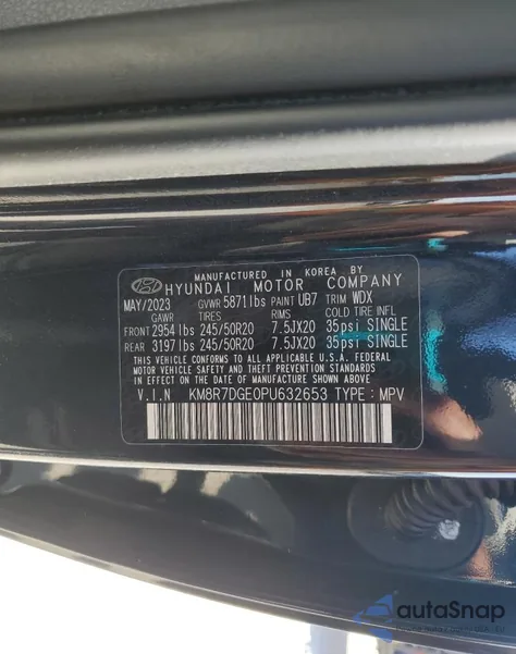 2023 Hyundai Palisade Calligraphy z USA, uszkodzony, nr VIN KM8R7DGE0PU632653